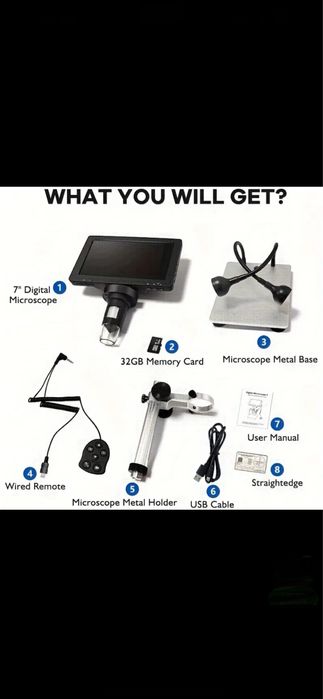 Microscop Digital Profesional, 7 inch, 16MP conecate PC, NOU