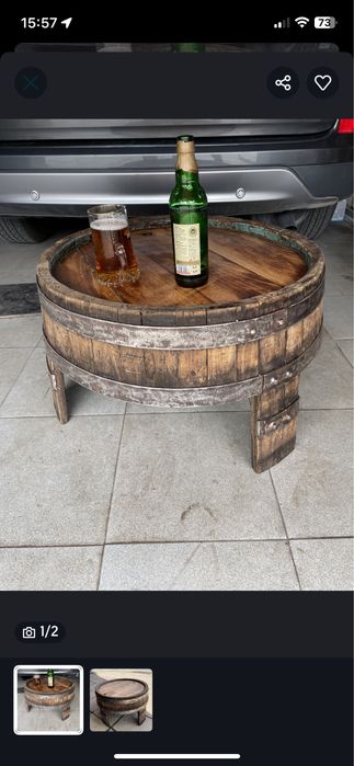 Маса от стари дъбово буре с крака