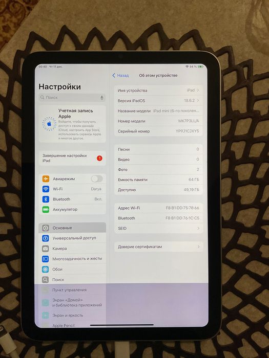 iPad mini 6 с дефектом тачскрина