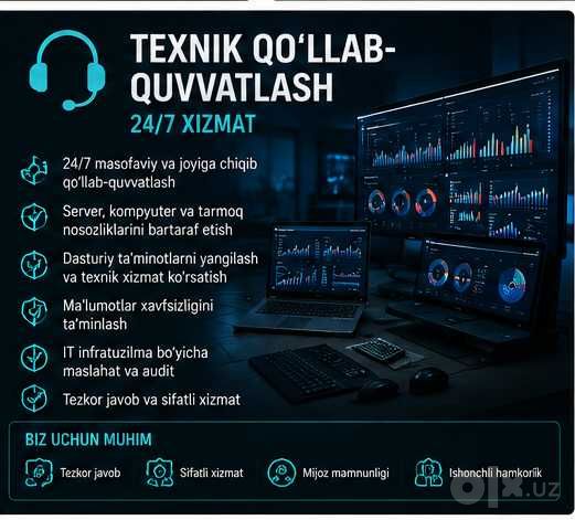 Server, tarmoq, kamera va IT outsourcing xizmati IT infrast xizmatlari