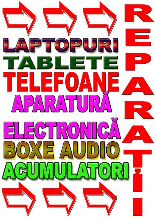 Reparații electronice, laptopuri/pc, telefoane/tablete, baterii, boxe