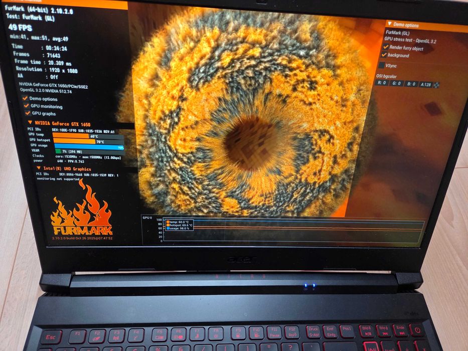 16GB RAM GTX 1650 Core i5-11400H 15.6" FULL HD 144Hz геймърски лаптоп Acer Nitro 5 AN515-57-57R3
