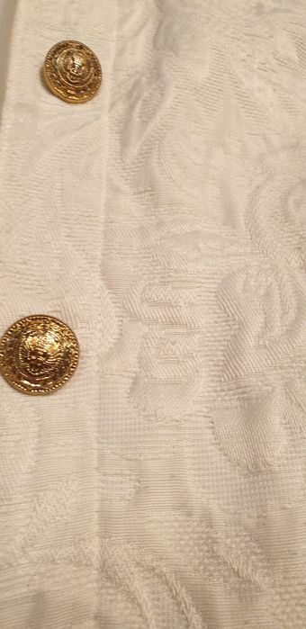 Palton alb stofa brocart nasturi bijuterie M Franta