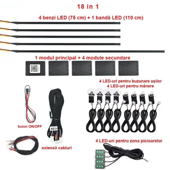 Kit Ambientale Led Symphony 18 in 1 lumini cu Bluetooth Acrylic