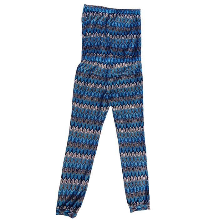 Salopeta M/L fara bretele, albastru si auriu, dama