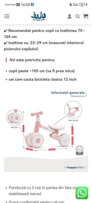 Bicicleta fara pedale Juju