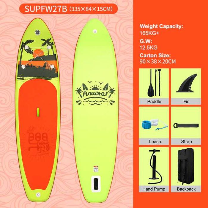 Падъл борд 335 см | SUP борд пълен комплект Yellow sunrise 27B + 2 г. гаранция и възможност за доставка още днес