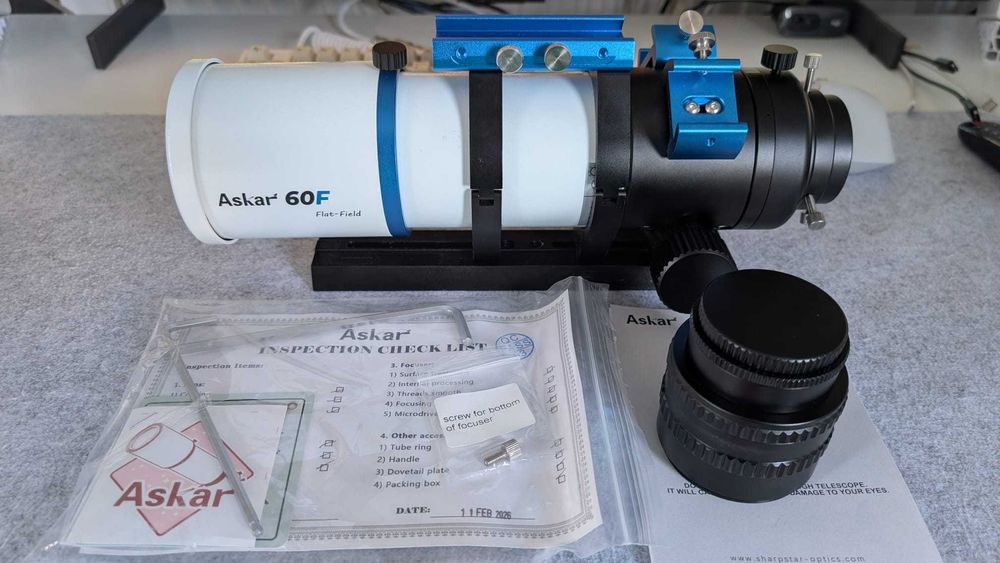 Vand Telescop Refractor apocromat Askar AP 60/408 60F Flatfield impecabil