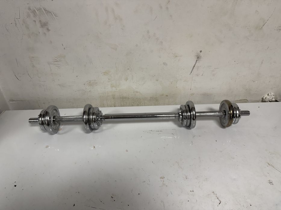 Gantere cu bara de legatura otel crom, pret 350 lei