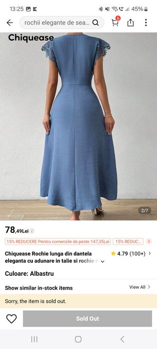 Rochiță dantela bleu Shein mar xl 44
