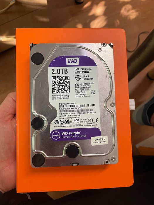 Hard Disk Western Digital Purple 2 Tb, WD20PURX, health 100 %