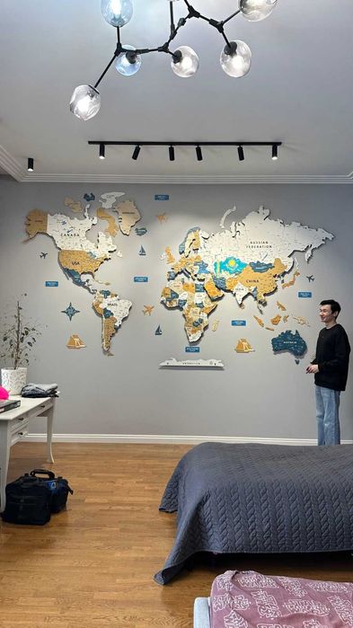 Карта мира интерьерная