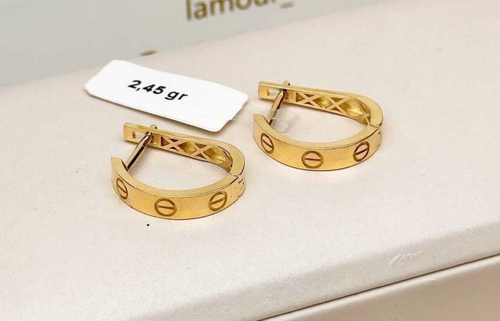 Золотые серьги 585проба Картье