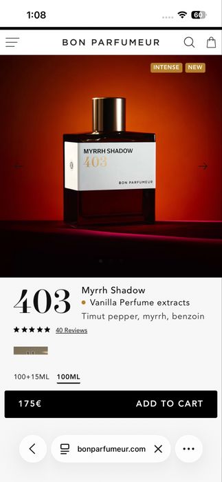 Нов нишов парфиум MYRRH SHADOW 403