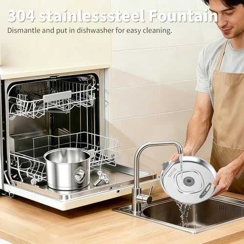 Нов Котешки фонтан 2.8L от неръждаема стомана тиха помпа за вода котка