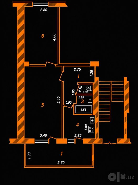 2/3/4 2х6 55м2 Академ Городок Ор. IT PARK