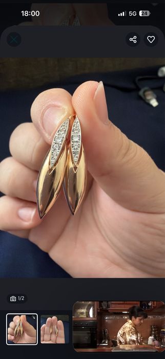 ЗОЛОТЫЕ СЕРЬГИ, Вставка фианит