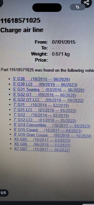 Furtun Radiatior Intercooler Bmw G11 cod 11618571025