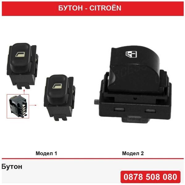 Бутон копче за стъклоповдигач за Citroen Berlingo 1996-2008,  Citroen Jumper, Fiat Ducato, Peugeot Boxer, 2006-2014