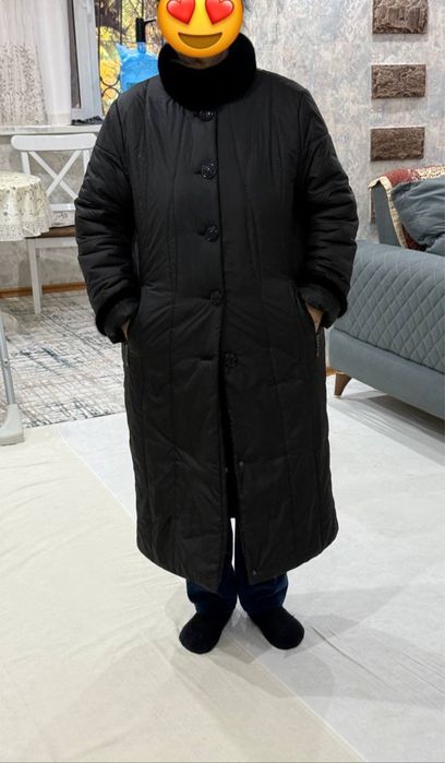 Удлиненная куртка -пальто, рукава норка