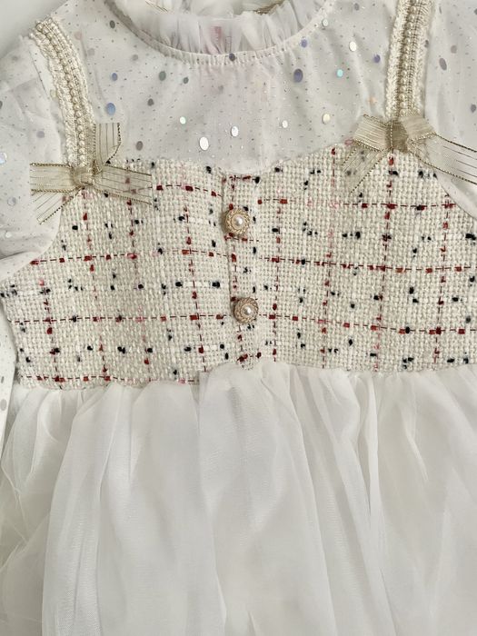 Rochie eleganta petrecere fetite printesa alba tul