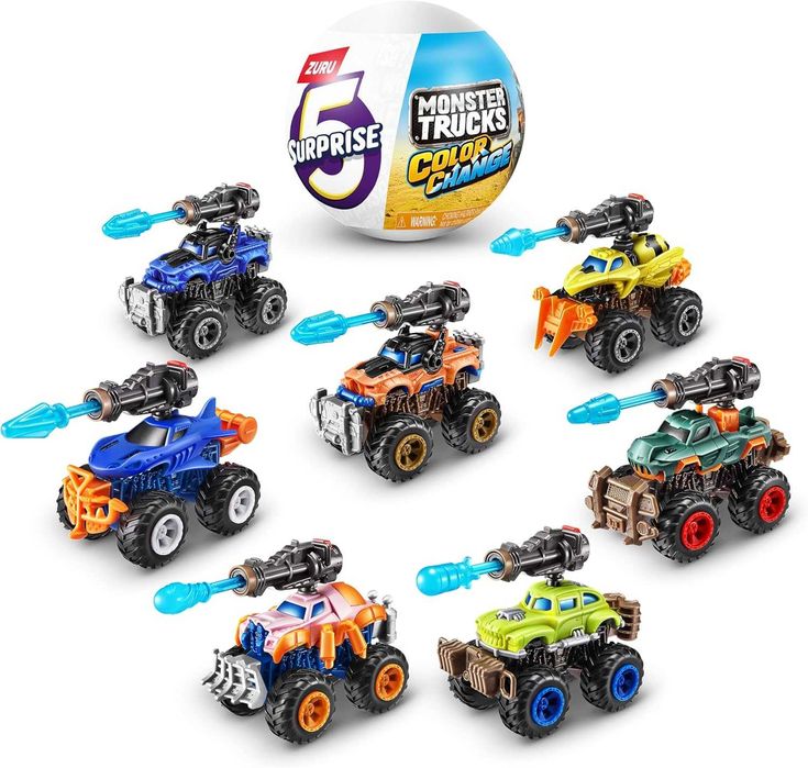 5 Surprise Monster Trucks, ZURU, машинки