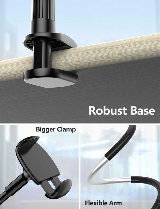 Suport telefon cu brat flexibil rotativ pentru birou pat lungime 60cm