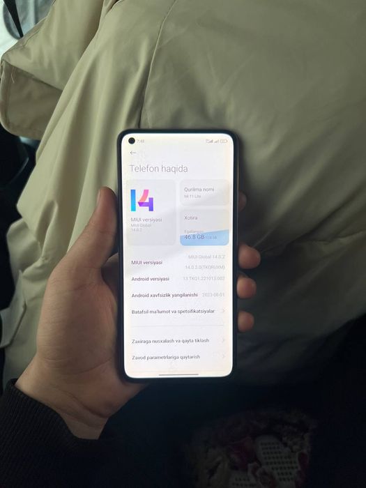 Mi 11 Lite 128/8+3 xolati alo darajada