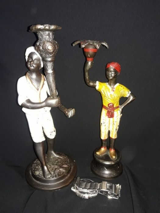 Sculpturi Blackamoor , bronz masiv , vintage/antic