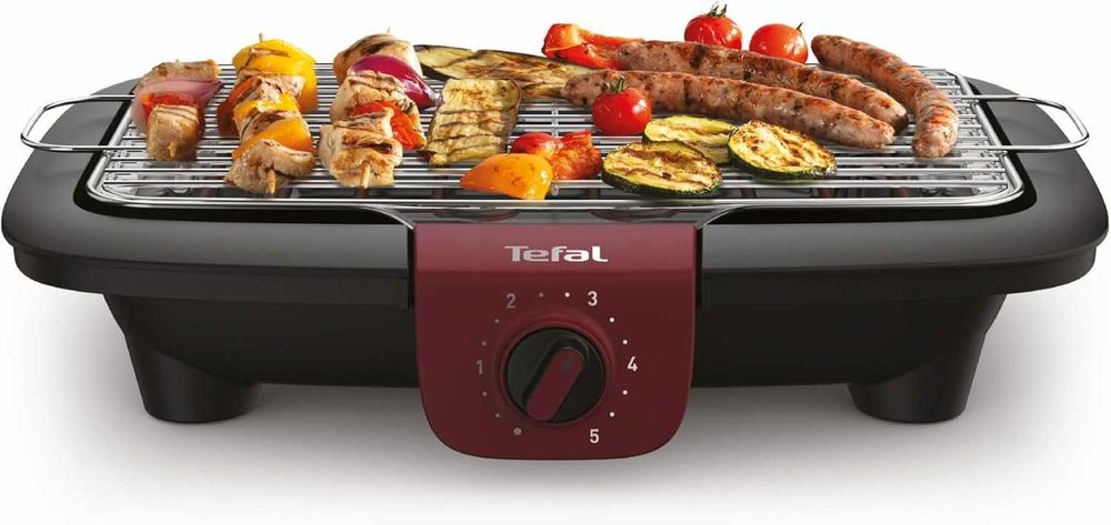 ПРОМО Нова 2г Гаранция Мощна Електрическа Скара Tefal EasyGrill Red BG90E5, 2300W