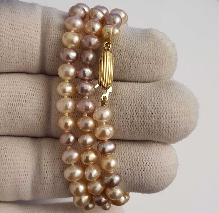 Top Luciu Colier Perle Naturale Si Aur 18K