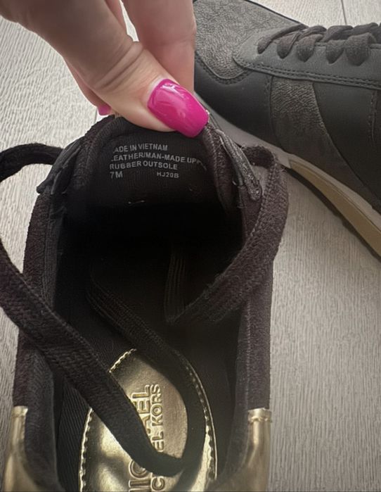Michael Kors brown gold leather sneakers