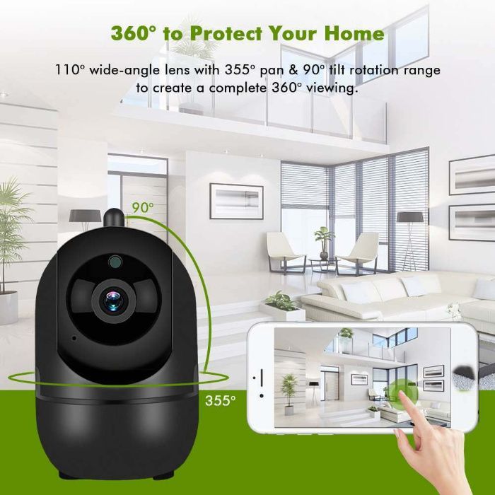 Camera neagra supraveghere IP WIFI HD 1080P 2.0MP, Detectare miscare!