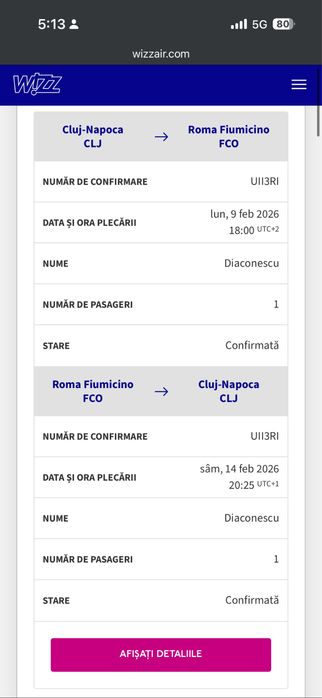 Bilet avion Cluj-Roma 9-14 Februarie