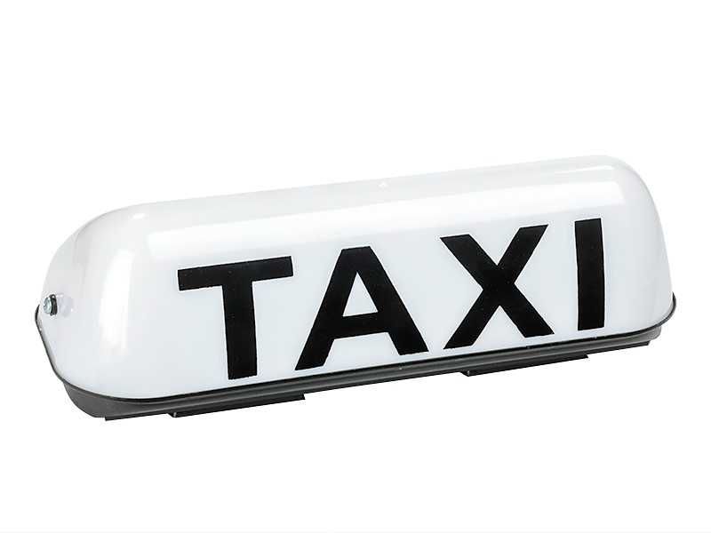 LED табела TAXI 12V бяла с магнити и кабел 1,8 м за покрив на такси