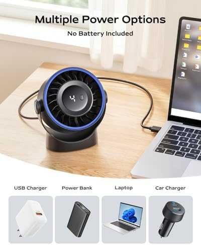 Нов преносим Компактен USB вентилатор за бюро тих 4 степени черен