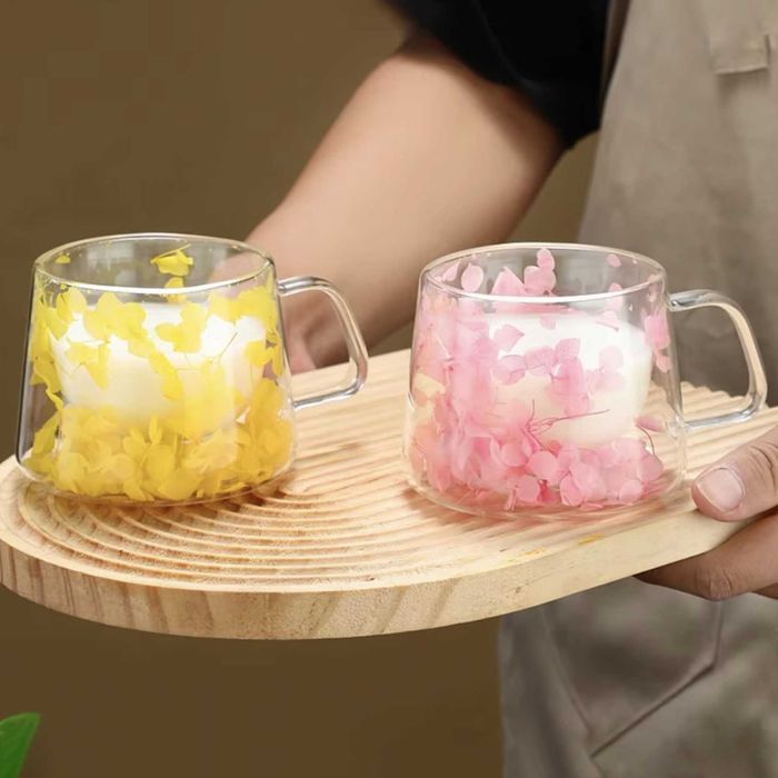 Двустенна чаша за чай, кафе и розови цветя Термочаши студени напитки