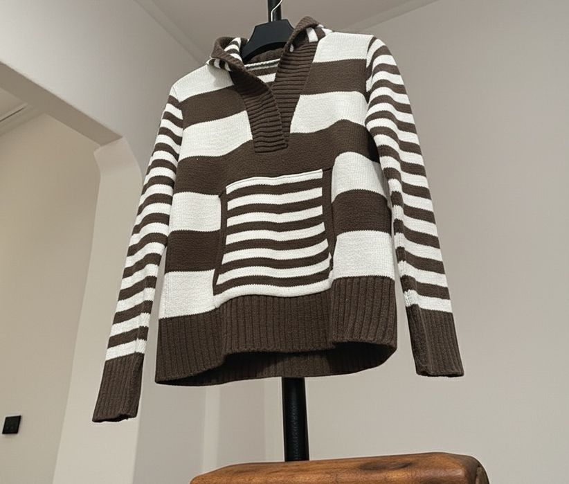 Pulover Tricotat cu Glugă Destiny Dungi