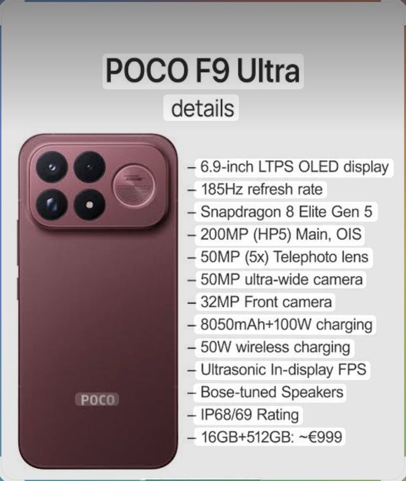 Poco F9 ultra 16+16/512