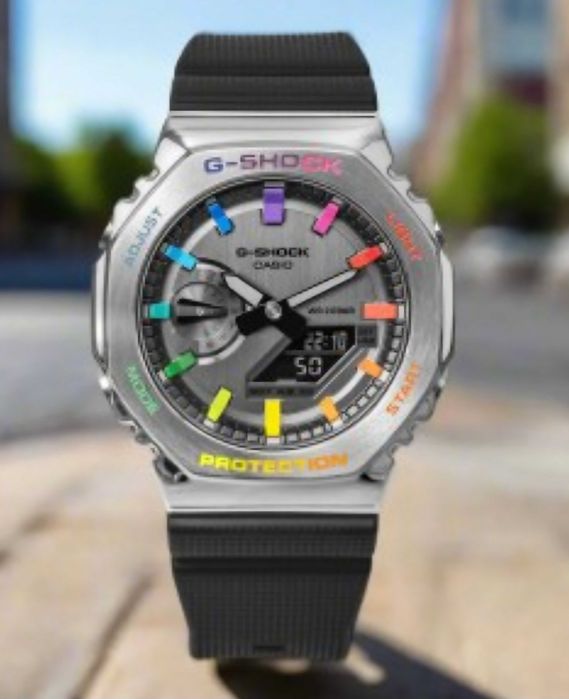 Ceas Sport Casio G shock GM 2100 Rainbow Black .Nou, Garantie 2 ani