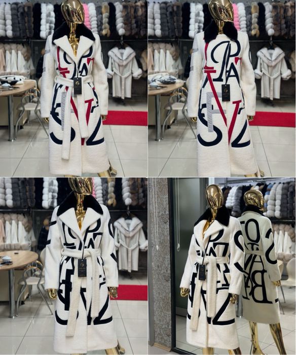 Норка с алкантара естествен косъм и кожа дълго палто