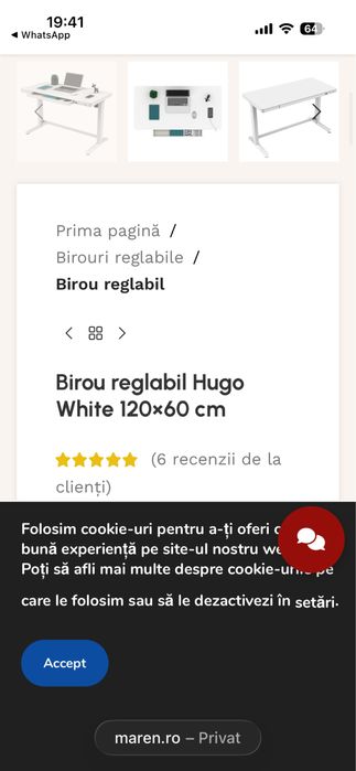 Birou reglabil pe inaltime cu USB