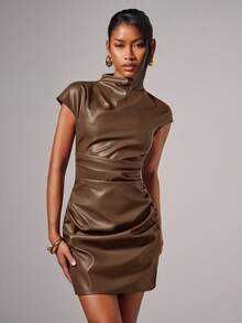 Rochie mini eleganta imitatie piele - NOU (cu eticheta)