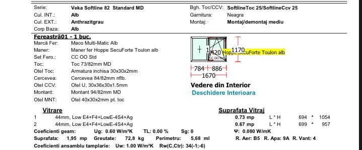 Fereastra Veka, tripan