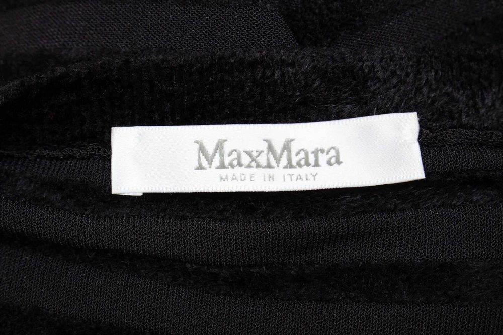 Max Mara дамски пуловер плюшен полупрозрачен черен райе S