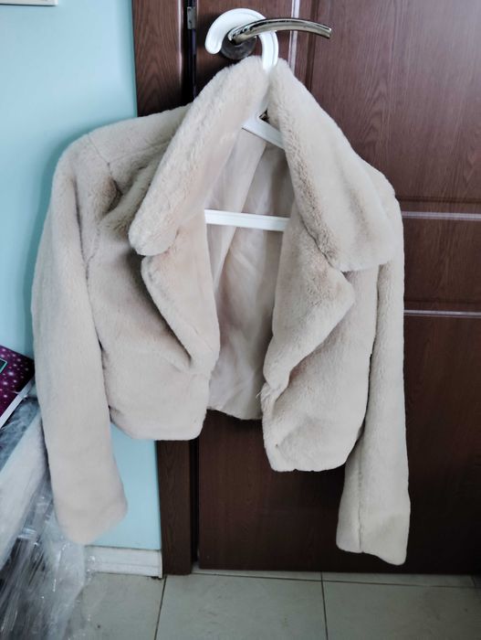 Жилетка тип Шанел бежаво кафява гама, жилетка тип палто -бежаво кафява