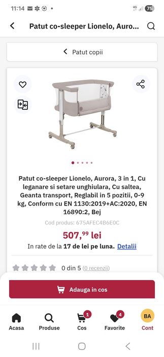 Patut Co sleeping Lionelo Aurora 3 in 1
