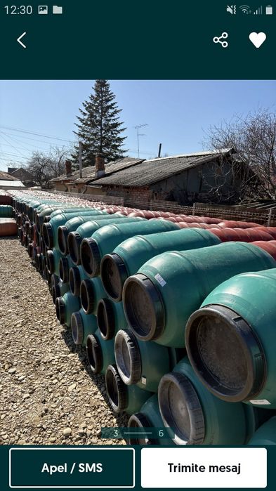 Butoaie din plastic foarte groase de 220 litrii preț.100 lei alimentar