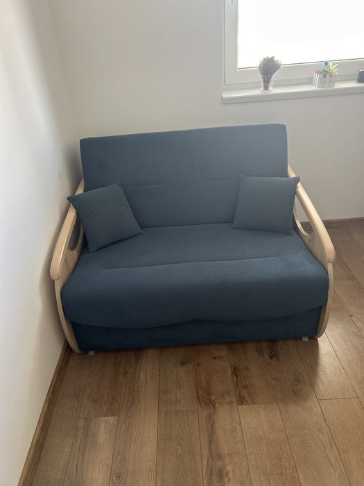 Canapea extensibilă 2 locuri (Fotoliu pat dublu) albastră, stare excelentă