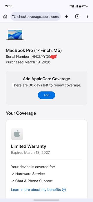 MacBook Pro 14 M5 24/512 6 циклов